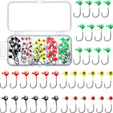 Skylety 60-piece Crappie jig heads in five bright colors with plastic storage box